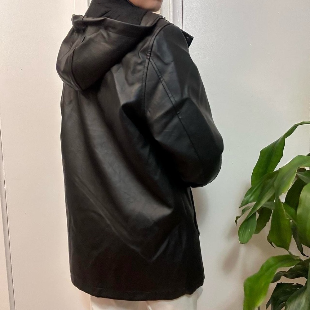 NWT F Collections Vegan Leather Jacket Black Size Medium - Picture 7 of 8